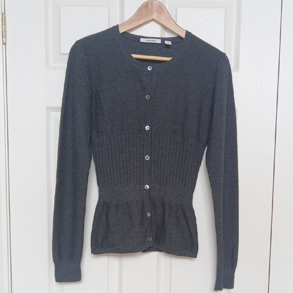 π Ptp16.5β-20" Italian Yarn Women's Gray Cardigan Sweater NWOT